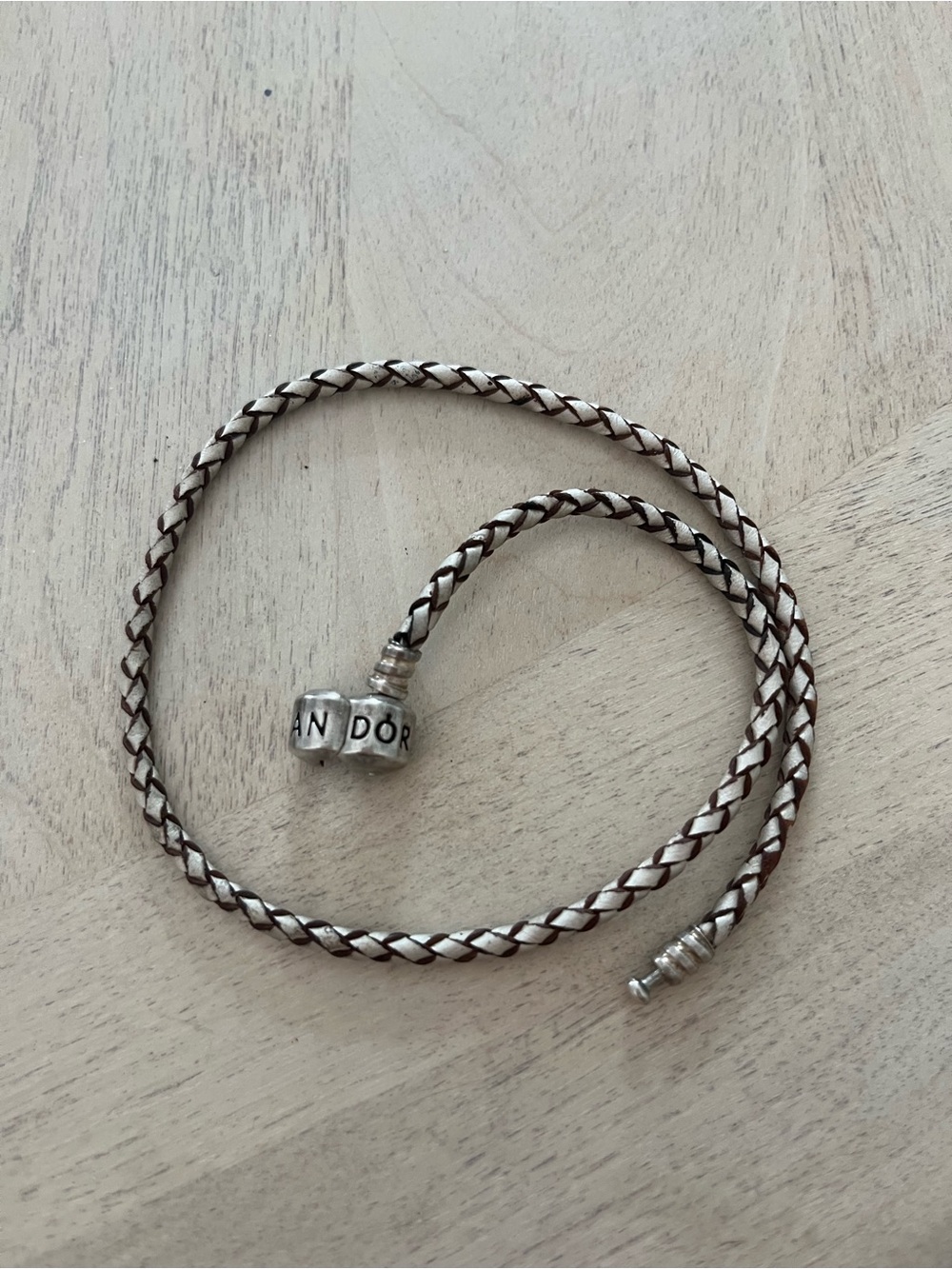 Pandora Silver Braided Leather Bracelet